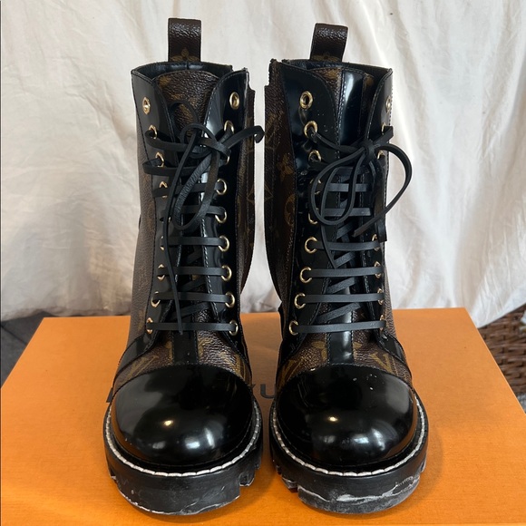Louis Vuitton Black and Brown Heeled Boots - Picture 2 of 6